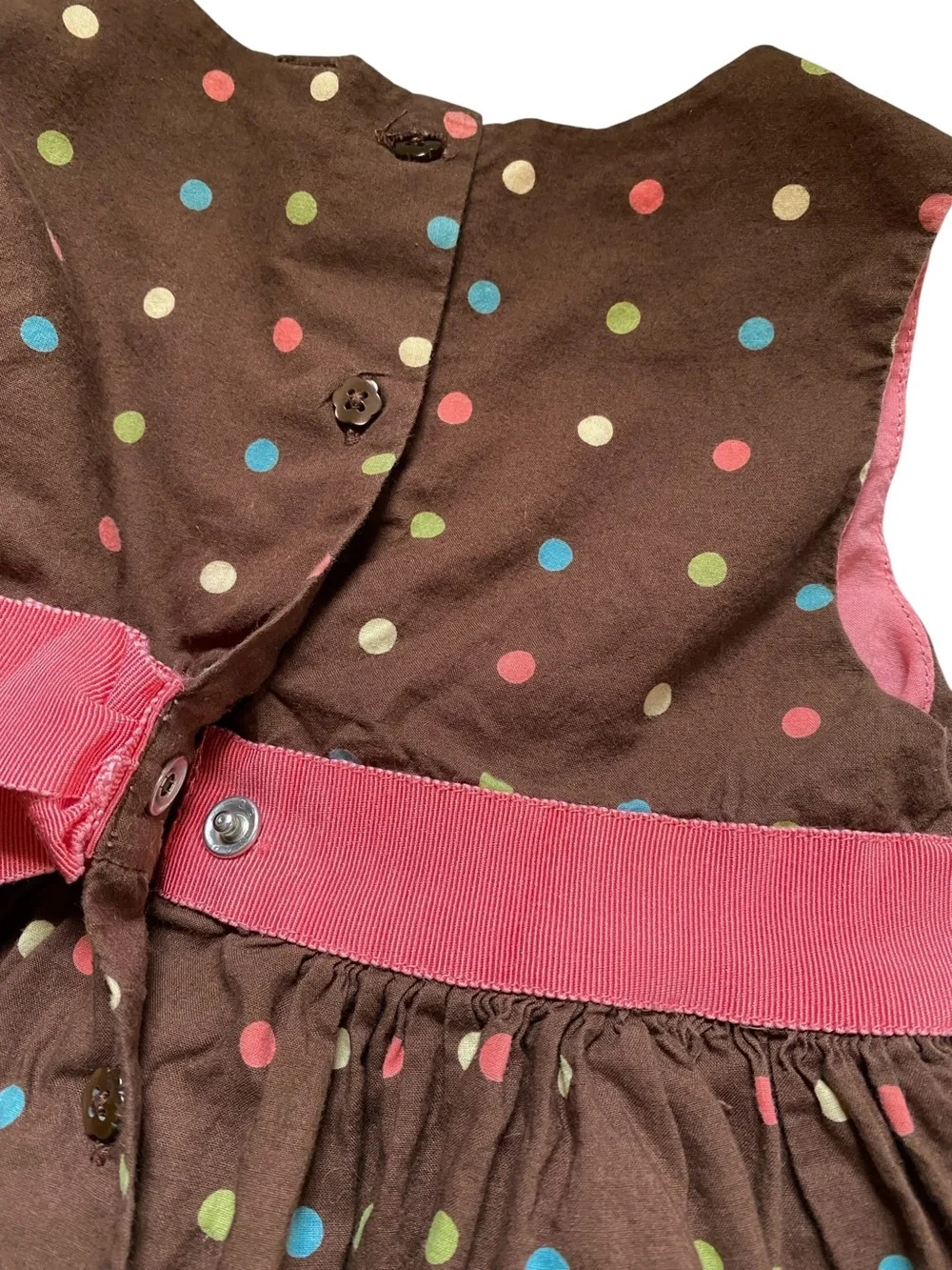 Baby Gap Dress Bundle 100% Cotton Brown Polka Dot & Blue Denim Chambray 18-24 mo
